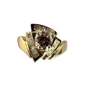 Ladies' 14K Gold Brown Diamond Ring - Size 7.5